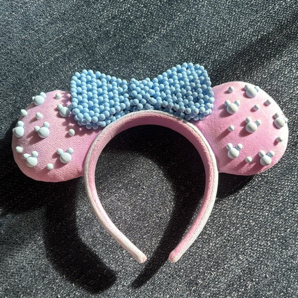 Mickey Mouse Disney Ears Pink and Blue Beaded Headband for Disneyland